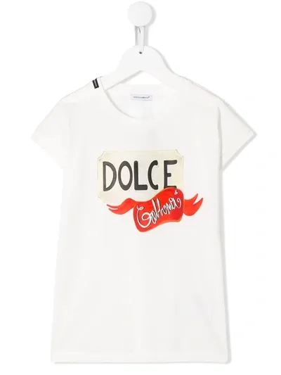 Dolce & Gabbana Kids' Logo Print T-shirt In White