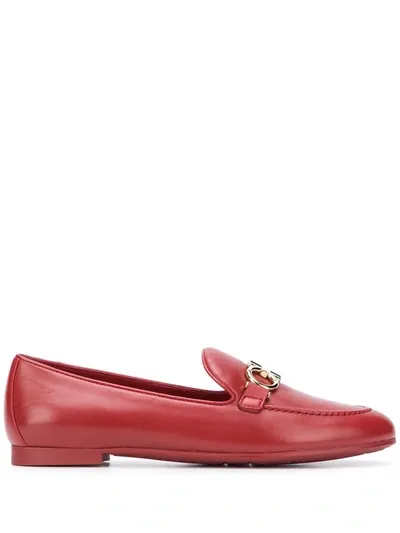 Ferragamo 10mm Trifoglio Leather Loafers In Red