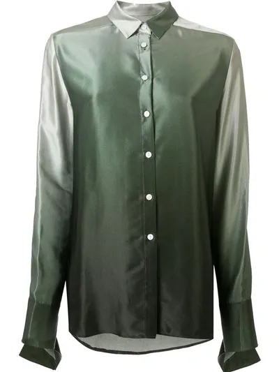 Christopher Esber Ombré Silk Button Down Shirt In Green