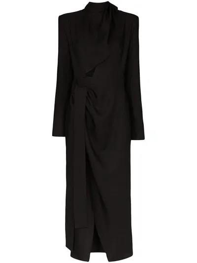 Aleksandre Akhalkatsishvili Draped Wrap Midi Dress In Black