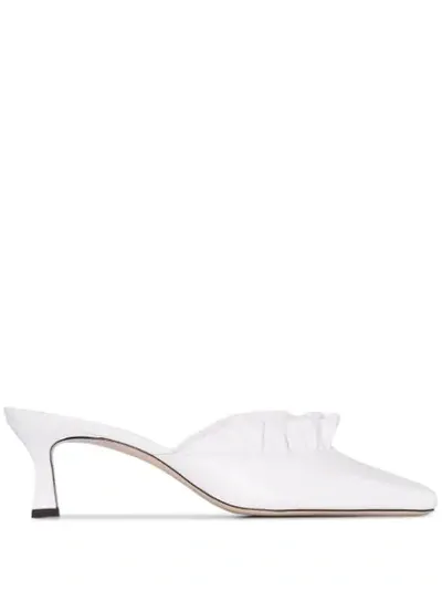 Wandler White Isa 55 Ruffle Leather Mules