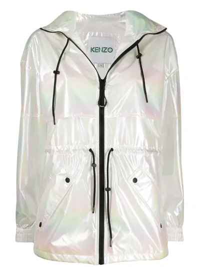 Kenzo Iridescent Logo-print Shell Jacket In Pink