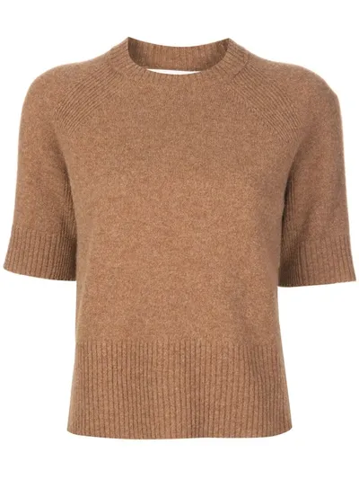 Victoria Beckham Half Raglan Sleeves Knitted Top In Neutrals