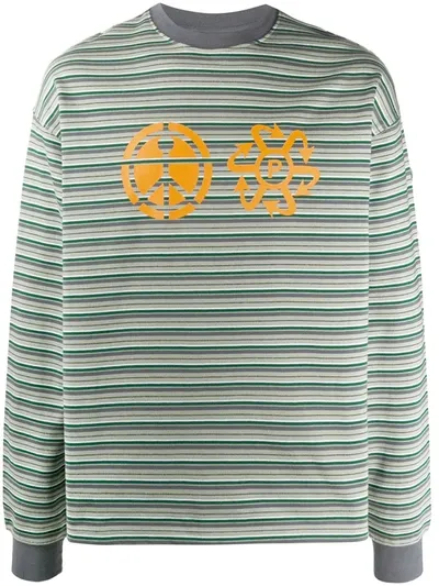 Rassvet Striped Graphic Print Sweatshirt In Green