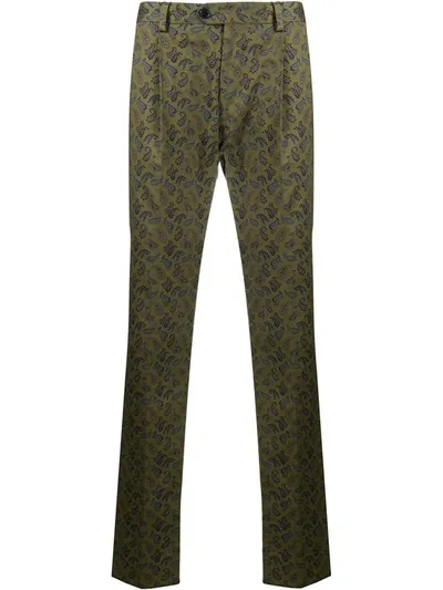 Etro Paisley Print Chinos In Green