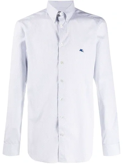 Etro Long Sleeve Geometric Print Shirt In White