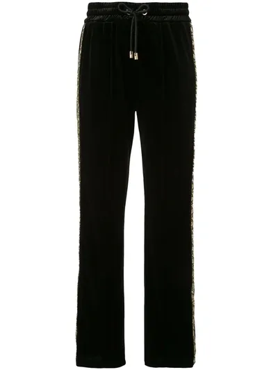 Emporio Armani Textured Glitter Detail Track Pants In Black