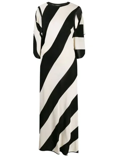 Stella Mccartney Cape Back Diagonal Stripe Midi Sweater Dress In Multicoloured