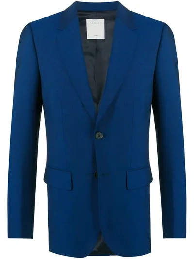 Sandro Fine Knit Tailored Suit Jacket In Blue