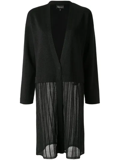 Emporio Armani Glitter Detail Contrast Panel Cardigan In Black