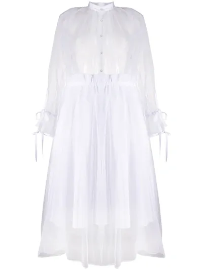 Comme Des Garçons Sheer Hem Shirt Dress In White