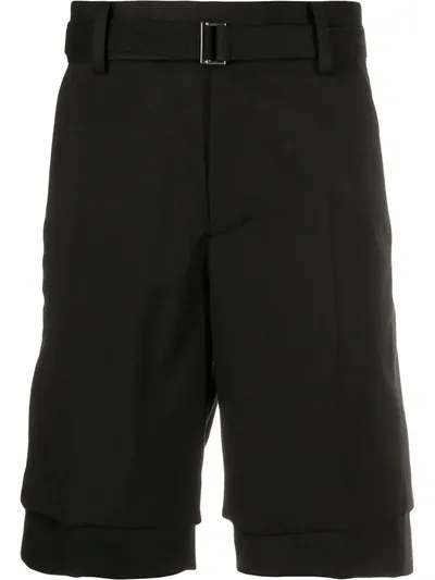 Sacai Straight Leg Shorts In Black