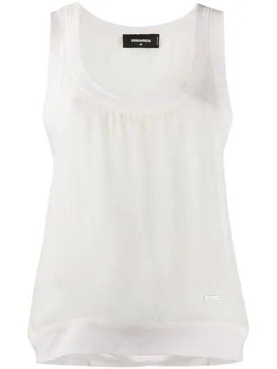 Dsquared2 Jersey-trimmed Chiffon Tank Top In White