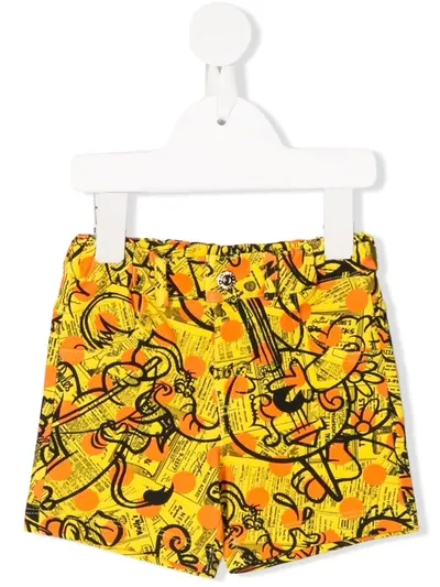 Moschino Babies' Collage Print Swim Shorts In Yellow