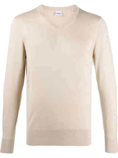 Aspesi V-neck Jumper In Neutrals