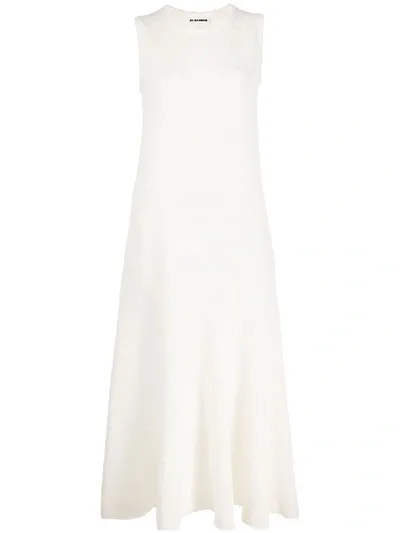 Jil Sander Flared Knitted Dress In White