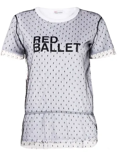 Red Valentino Polka Dot Mesh T-shirt In White