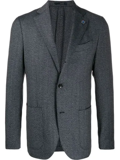 Lardini Herringbone Single-breasted Blazer In Blue