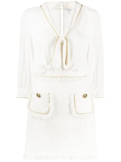 Elisabetta Franchi Tweed-panelled Dress In White