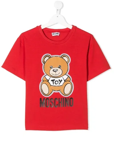 Moschino Teen Crew Neck Teddy Print T-shirt In Red