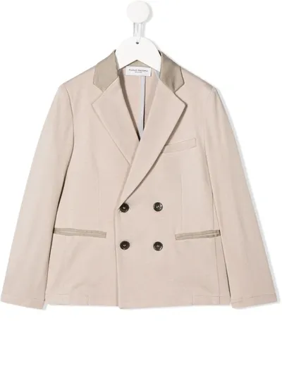 Paolo Pecora Kids Double-breasted Blazer In Neutrals