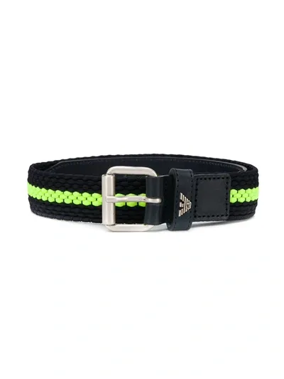 Emporio Armani Kids' Contrasting Stripe Belt In Black