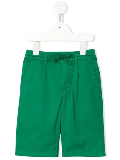 Dolce & Gabbana Kids' Poplin Bermuda Shorts With Embroidered Logo In Green