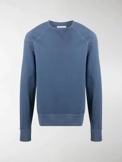 Officine Generale Clement Pigment-dyed Loopback Cotton-jersey Sweatshirt In Blue