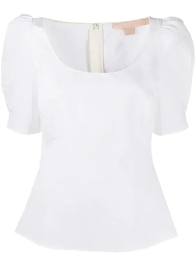 Brock Collection Scoop Neck Poplin Top In White