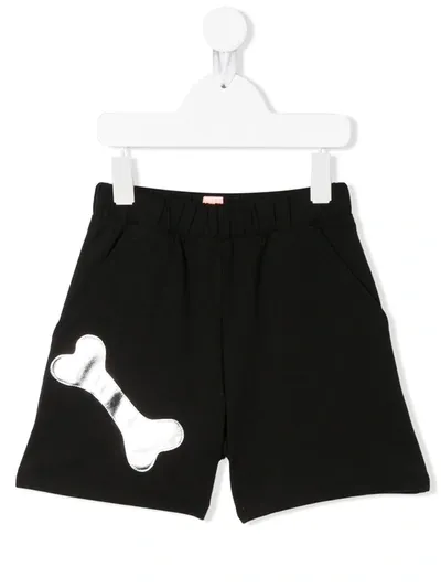 Wauw Capow Kids' Ace Bone Detail Shorts In Black