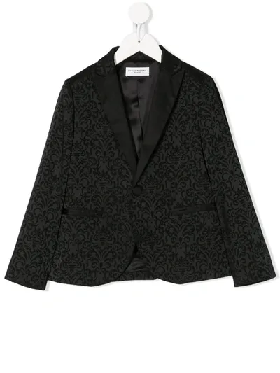 Paolo Pecora Kids' Baroque-jacquard Peak Lapel Blazer In Black