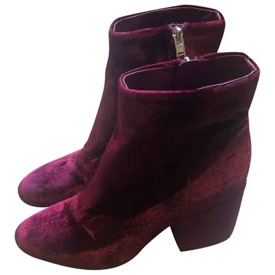 Pre-owned Sam Edelman Velvet Boots In Burgundy