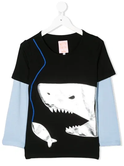 Wauw Capow Kids' Fresh Shark T-shirt In Black