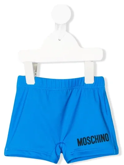 Moschino Babies' Logo Print Swim Shorts In Blue