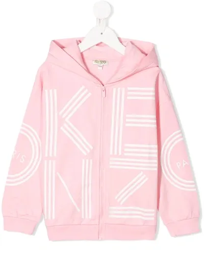 Kenzo Kids' Large Logo Print Hoodie In Pink