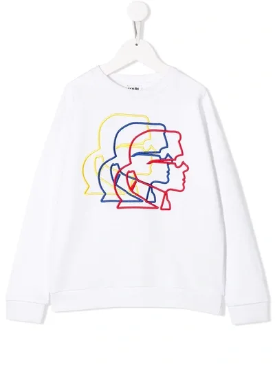 Karl Lagerfeld Kids' Long Sleeved Embroidered Karl Sweater In White