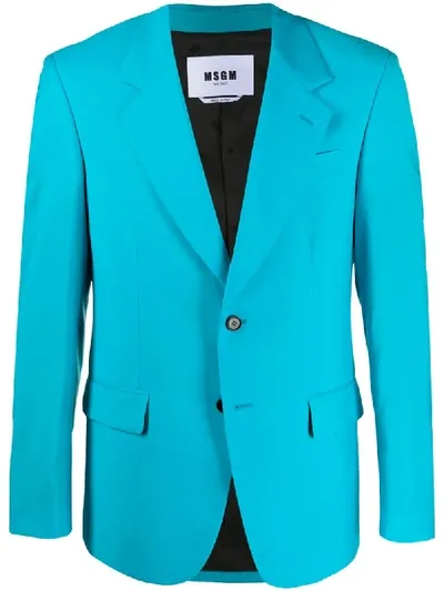 Msgm Light Blue Single-breasted Jacket