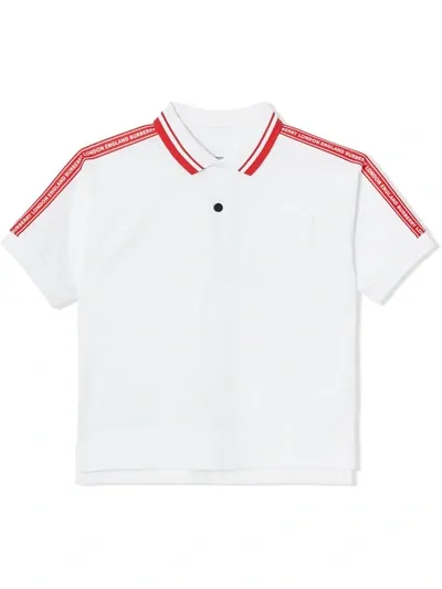 Burberry Kids' Boy's Alford Polo Shirt W/ Logo Taping In White