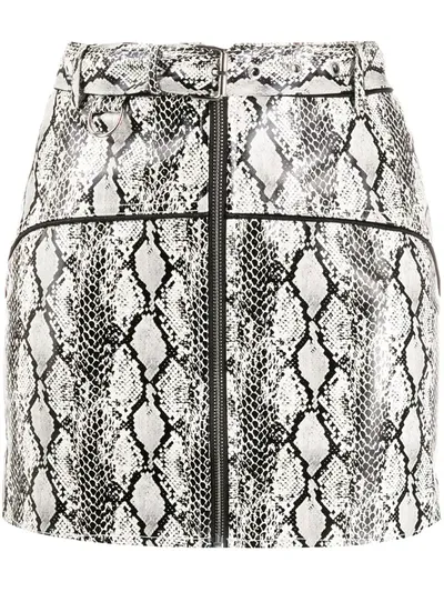 For Love & Lemons Snakeskin Print Mini Skirt In Black