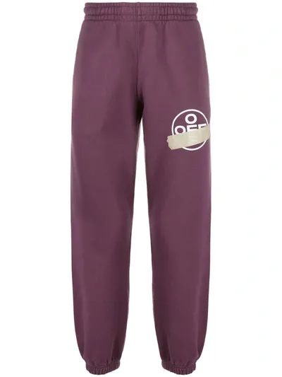 Off-white Graphic Print Logo Track Pants In Purple