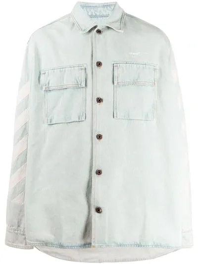 Off-white Denim Diagonal Oversize Shirt In Blue