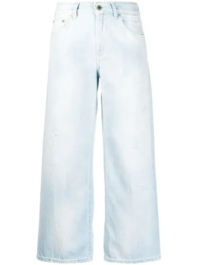 Dondup High-waisted Cropped Jeans In Blue