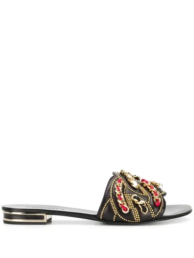 Casadei Chain Detail Sandals In Black