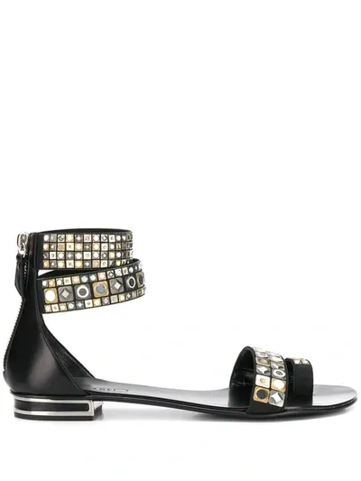 Casadei Embellished Strap Sandals In Black