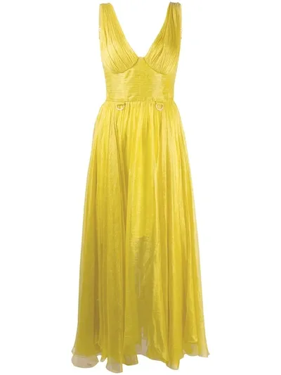 Maria Lucia Hohan Sorena Mousseline Midi Dress In Yellow