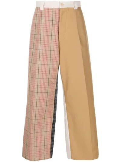 Marni Wide Leg Patchwork Trousers In Neutrals