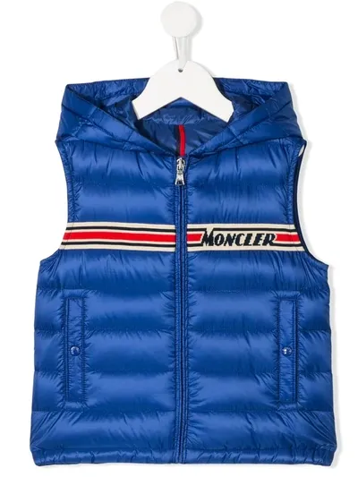 Moncler Kids' Logo Colour-block Gilet In Blue