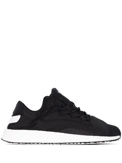 Y-3 Low Top Leather Sneakers In Black