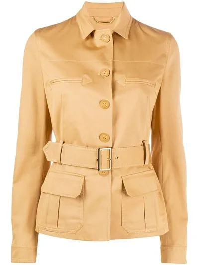 Alberta Ferretti Belted Single-breasted Jacket In Brown