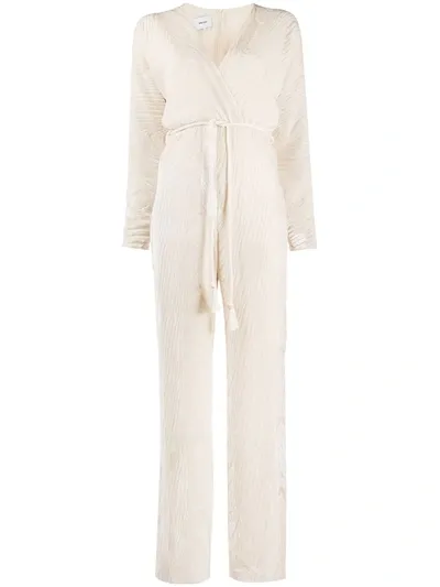 Nanushka Wrap Front Ribbed Jumpsuit In White